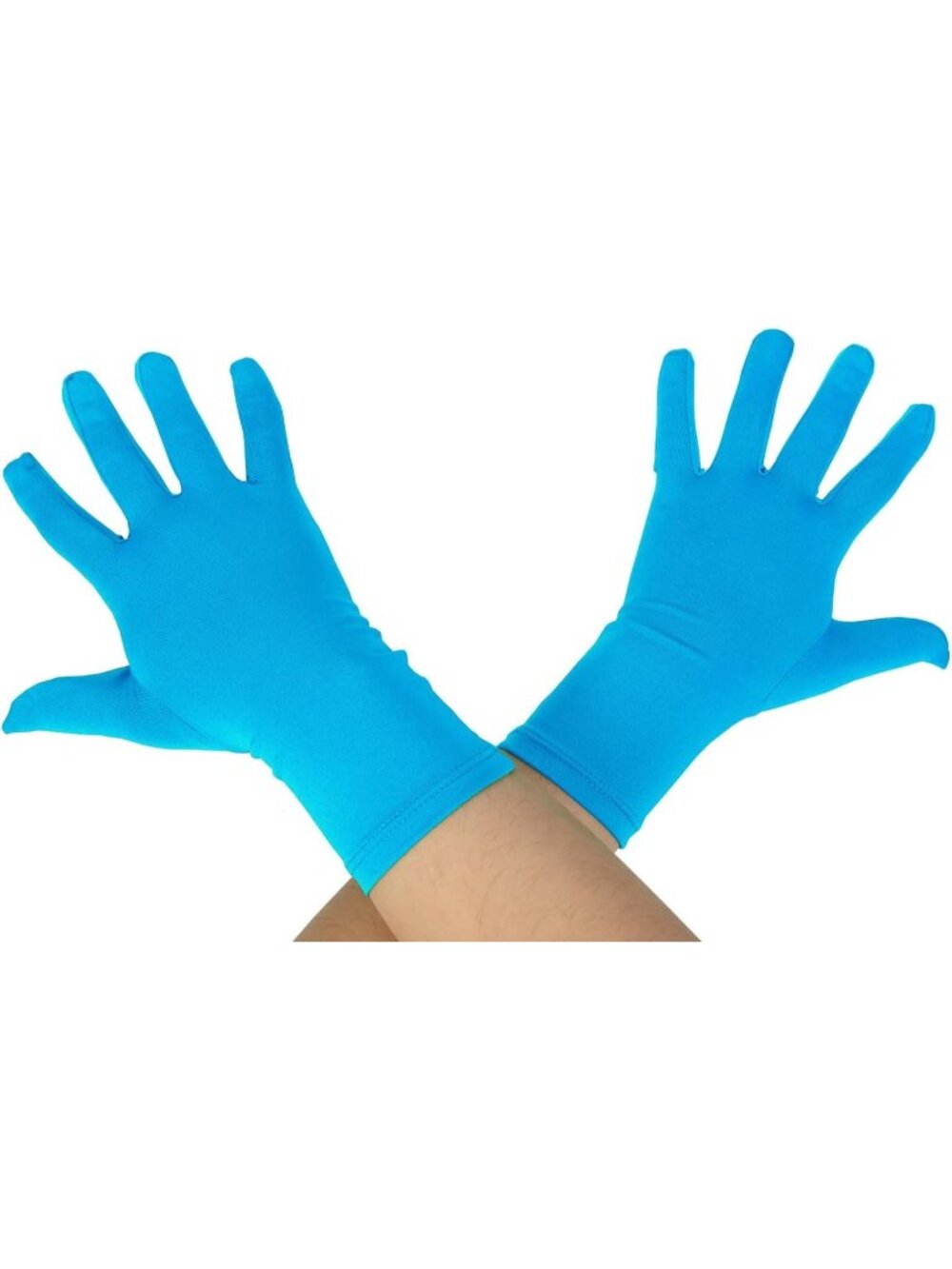 Women's Sky Blue 9.5“ Unisex Short Spandex Length Stretchy Costume Gloves